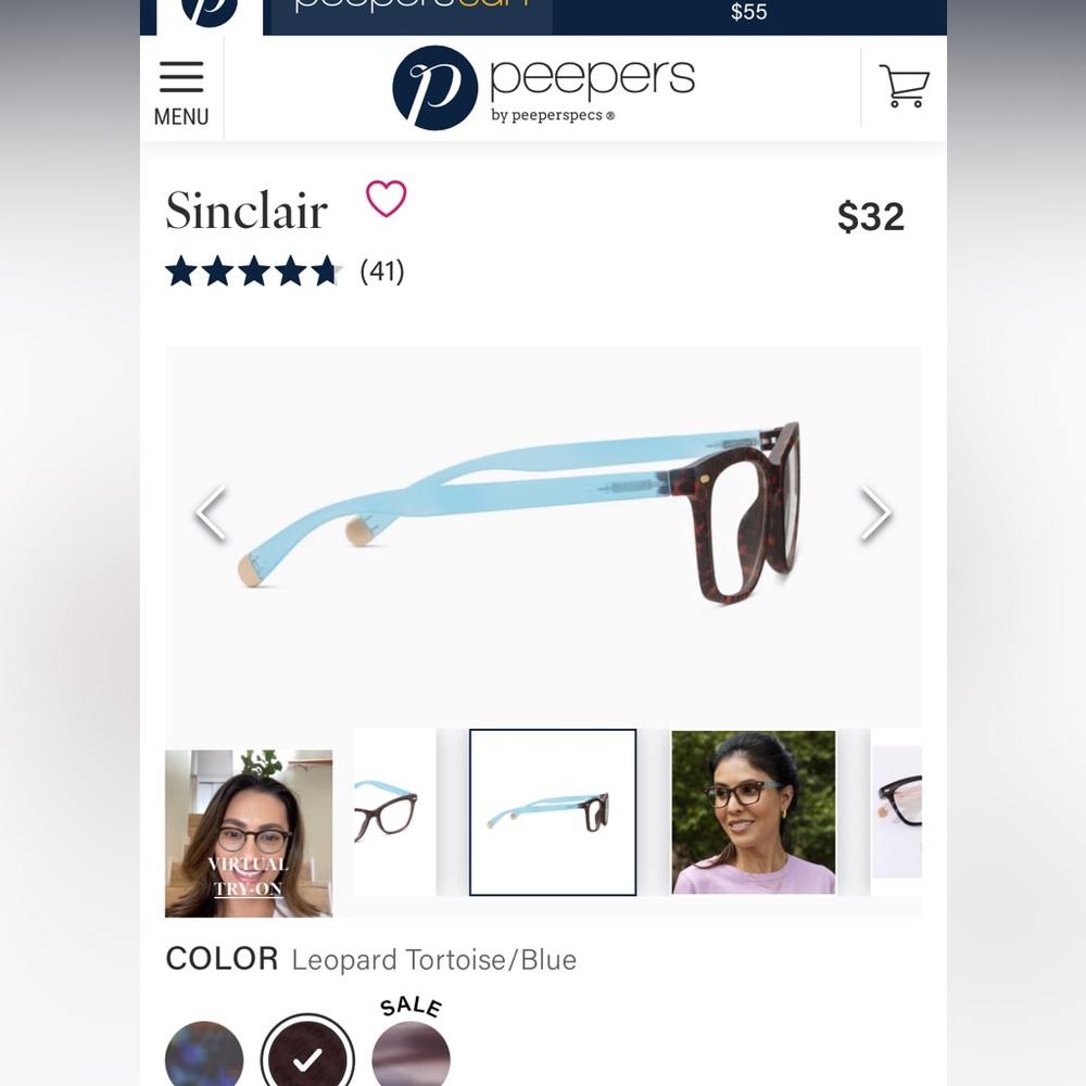 Peepers Sinclair Blue Light Tortoise and Blue Color reading glasses 1.5 strength - Picture 9 of 14